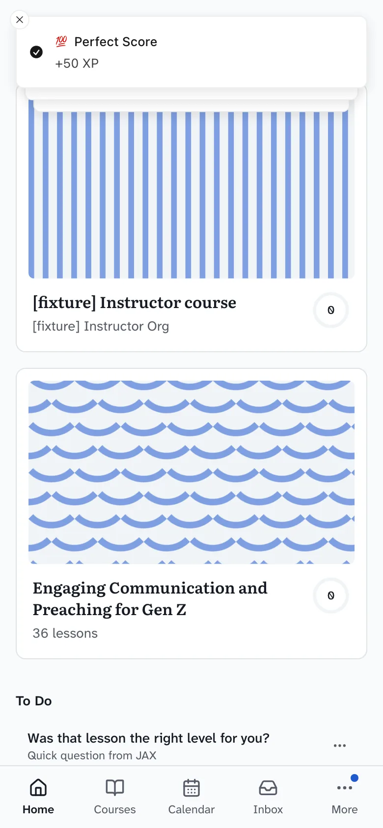 The learner home in Drivia Learn, with course cards for the courses this learner is in and a recent feedback panel.